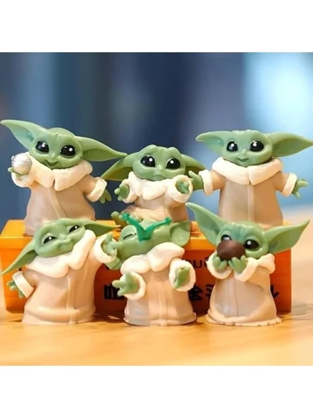 Sevimli Bebek Yoda Biblo Koleksiyonu, 6'lı Set ile Dekoratif Hediyelik Eşya ürün görseli 1