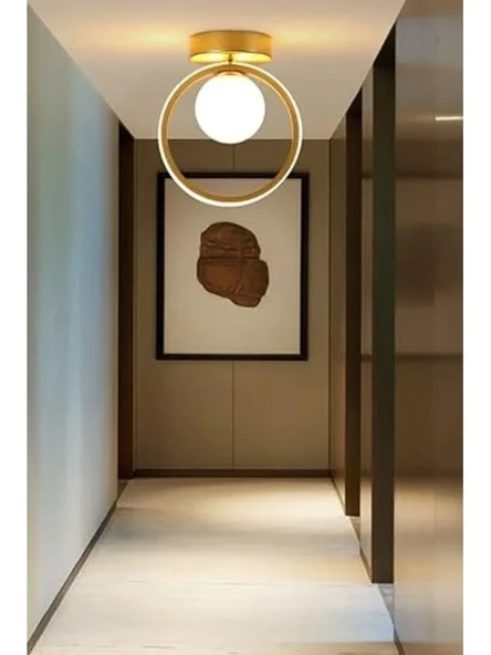 Beyaz Camlı Modern Tasarım Avize, Eskitme Renkli, Tekli Led Işık ürün görseli 1
