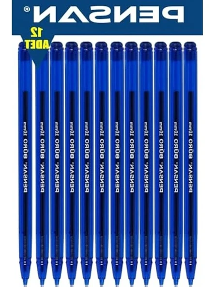 Büro Tükenmez Kalem 1.0 mm Mavi 12'li ürün görseli 1