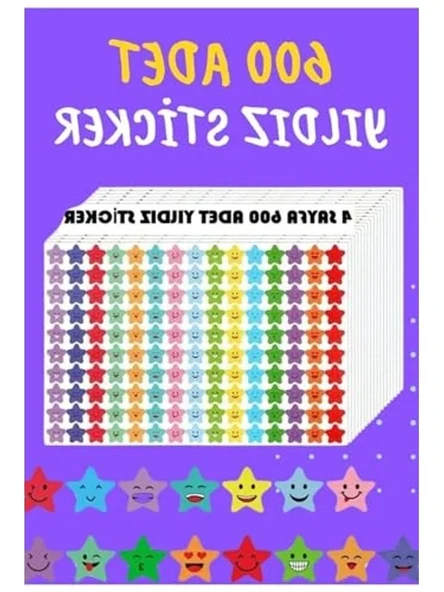 Yıldız Sticker Seti - 600 Adet Renkli Tebrik Stickerı ürün görseli 1