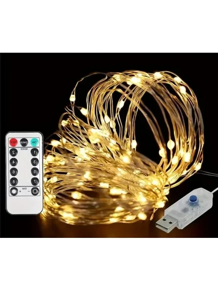 5 Metre Uzunluğunda SARI 50 LED Peri Işıkları - 8 Mod USB Aydınlatma ürün görseli 1