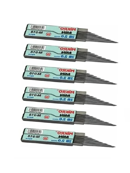 2.0mm 2B Kalem Ucu, 6 Adetli Siyah Set - Resim 2