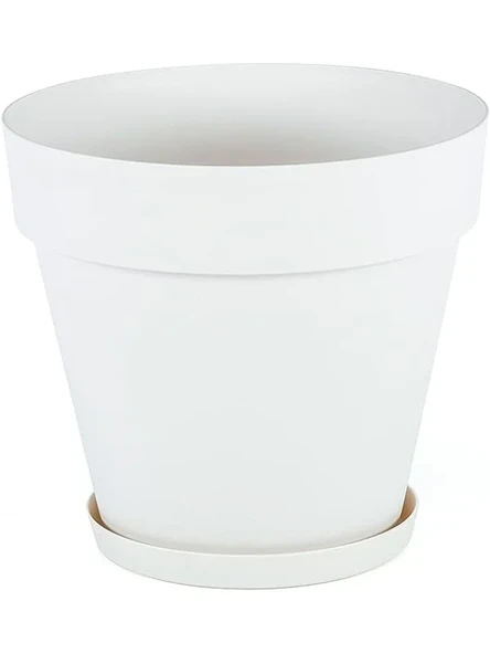 Drenaj Aparatlı 19 cm Dekoratif Saksı, 3 Litre Kapasite, Kirli Beyaz ürün görseli 1