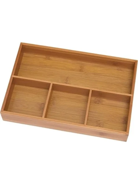 Bambu Ağacından 4 Bölmeli Düzenleyici Tepsi, 29.5 x 20.3 cm ürün görseli 1