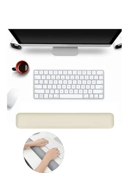 Krem Renkli Ergonomik Klavye Mouse Bilek Desteği - Resim 2