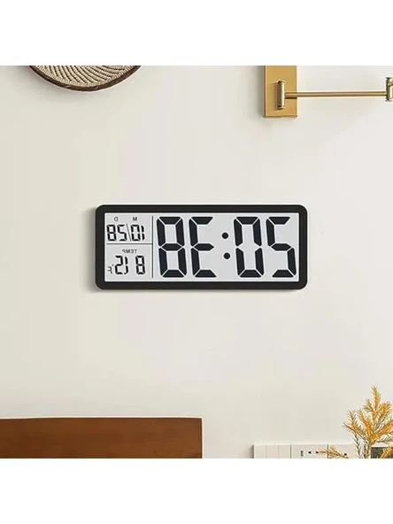 Dijital Duvar Saati, LCD Ekran, 20x8 cm, USB Pilli ürün görseli 1