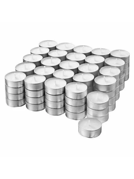 50 Adet Beyaz Tealight Mum, 4 Saat Yanma Süresi ile Uzun Kullanım ürün görseli 1
