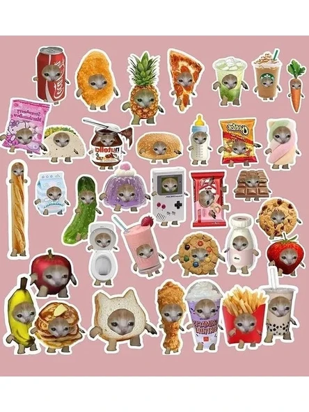 Komik Kedi Temalı Sticker Paketi, Ajanda ve Laptop İçin Eğlenceli Etiketler ürün görseli 1
