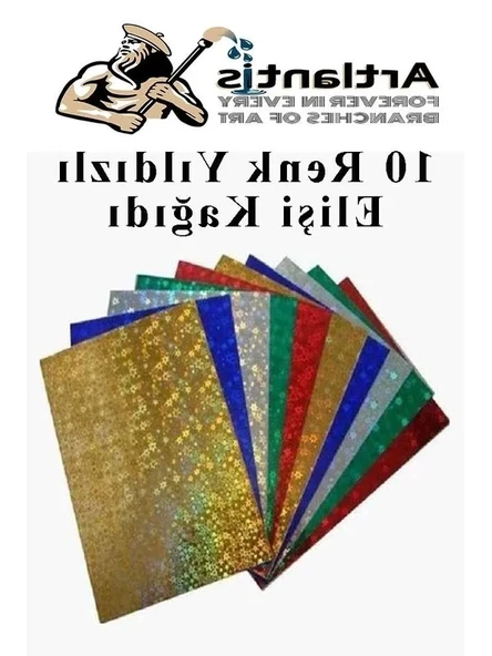 A4 Ebatında 10 Renkli Yıldız El İşi Kağıdı Paketi ürün görseli 1