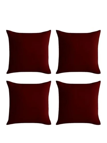 Kadife Dokulu Gizli Fermuarlı Kırlent Kılıfı, 4'lü Bordo Set ürün görseli 1