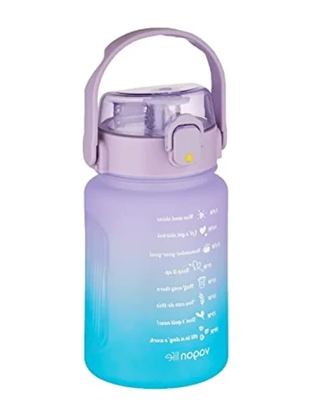 Pipetli Kullanım İçin 1000 ml Çift Renkli Motivasyon Matarası ürün görseli 1