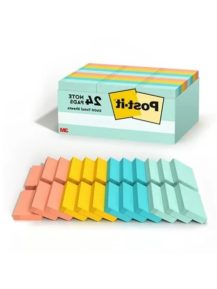 24 Blok Mini Notlar, 3.8 x 5.1 cm, Pastel Renkler ile Geri Dönüştürülebilir ürün görseli 1