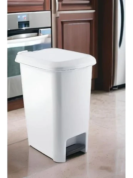 15 Litre Beyaz Pedallı Çöp Kovası, Slim Tasarım ürün görseli 1