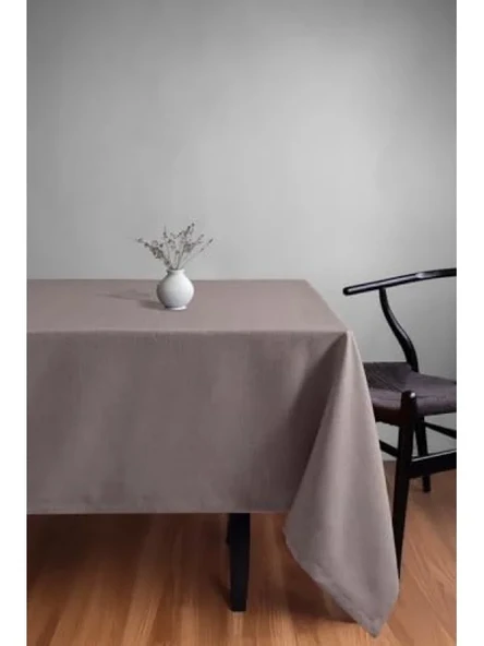 Keten Dokulu Masa Örtüsü – Açık Vizon, 140x260 cm ürün görseli 1