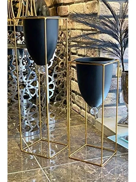 2'li Metal Ayaklı Saksı Seti, Modern Tasarım ürün görseli 1