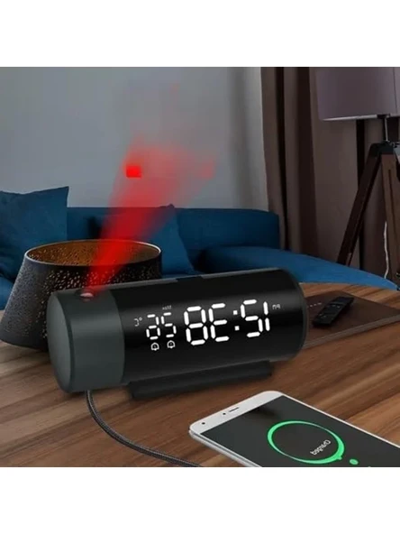 Projeksiyonlu Silindir Ekran Çalar Saat, Çift Alarm Özelliği ürün görseli 1