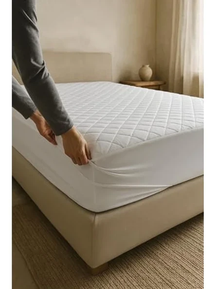 Pamuklu Kapitone Fitted Yatak Alezi, Beyaz 120 x 200 cm ürün görseli 1