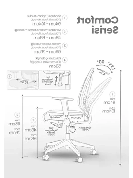 Konforlu Ofis Çalışma Koltuğu - Ergonomik Tasarım - Resim 3