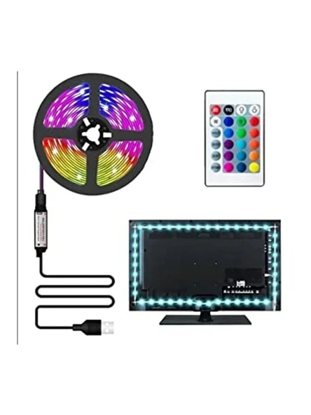 RGB Şerit Led, 3 Metre Uzunluk ile TV Arkası Aydınlatması ürün görseli 1