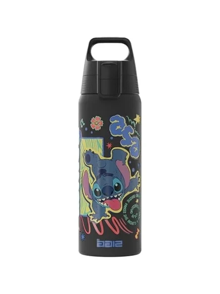 SIGG - Paslanmaz Çelik Çocuk Su Şişesi - Shield One Disney Lilo & Stitch - Gazlı İçecekler için Uygun - Sızdırmaz - Tüy - Hafif - BPA İçermez - Spor ve Okul - Siyah - 0,75 L ürün görseli 1