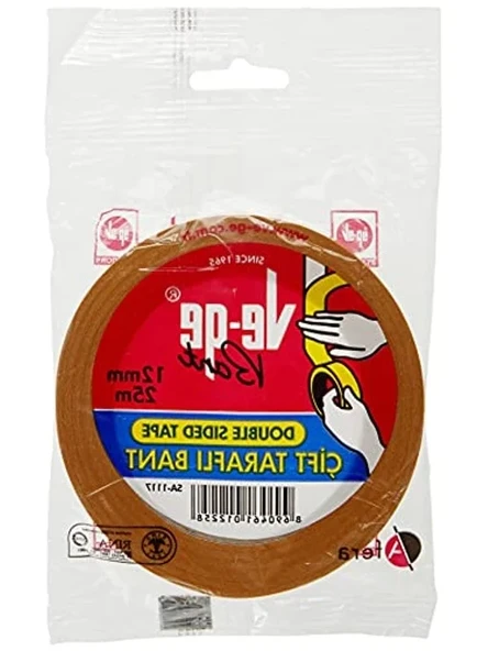 Askılı Çift Taraflı Bant, 12 mm x 25m Uzunluğunda ürün görseli 1