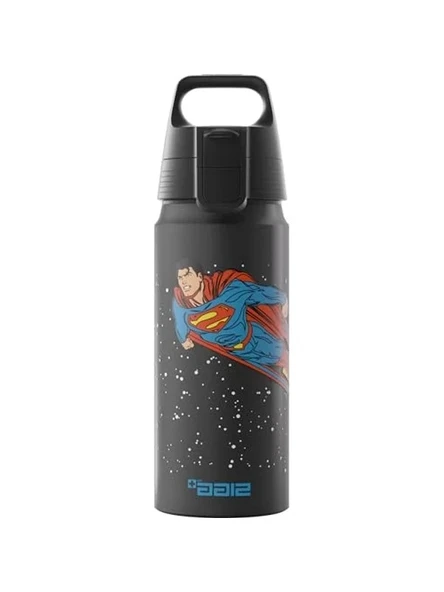 SIGG - WMB One Superman alüminyum içecek şişesi, karbondioksit için uygun, sızdırmaz, tüy kadar hafif, BPA içermez, iklime zarar vermez, sertifikalı, spor ve okul, siyah, 0,6 l ürün görseli 1