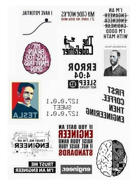 Mühendis Tasarımlı 15'li Sticker Seti - Yaratıcı Tasarımlar ürün görseli 1