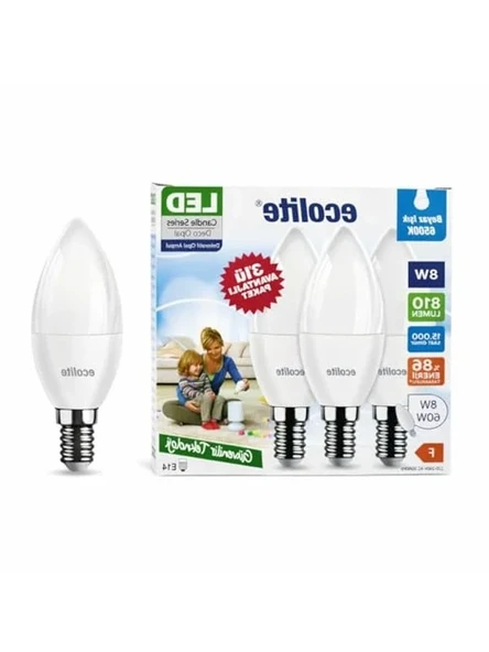 Ekolite 8 W LED Mum Ampul, 3'lü Paket ile Enerji Tasarrufu ve Uzun Süreli Kullanım ürün görseli 1