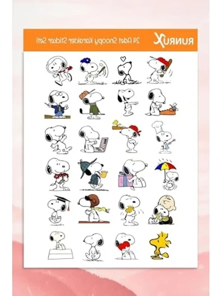 Snoopy Karakter Temalı Etiket Seti - Ajanda, Defter, Laptop, Telefon, Scrapbook Sticker ürün görseli 1