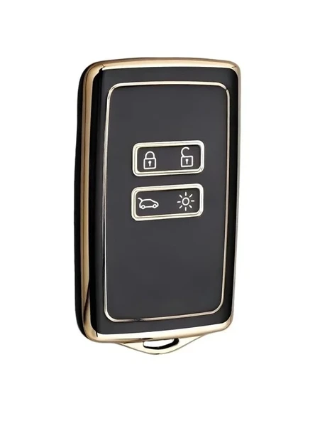 AutoHan Keys Lüx Renault Anahtar Kılıfı, Clio E-Tech, Austral, Megane E-Tech Uyumlu, 4 Buton, Siyah-Altın ürün görseli 1