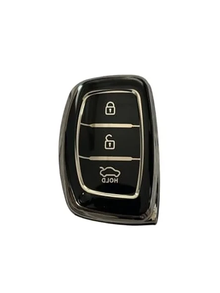 AutoHan Keys Lüx Anahtar Kılıfı, Siyah-Gümüş Renk, Nano Koruma Teknolojili, Tucson Elentra Bayon için Uyumlu, Anahtarsız Çalıştırma ürün görseli 1