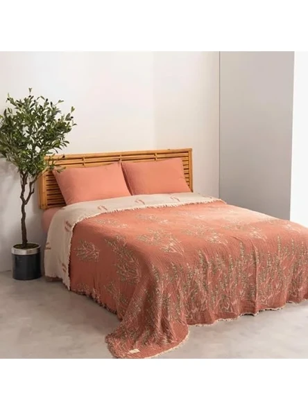 %100 Pamuk Müslin Pike - 4 Katlı, Lavanta Kiremit, Çift Kişilik (220x240 cm) ürün görseli 1