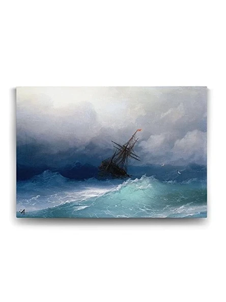 Ivan Ayvazovski - Fırtınalı Denizde Gemi Tablosu - 140x100cm ürün görseli 1