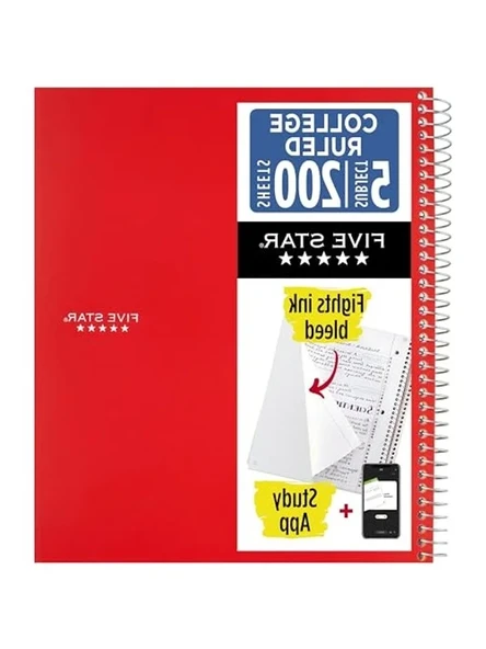 Kırmızı Kapaklı Spiral Defter, 200 Yaprak, Suya Dayanıklı ürün görseli 1