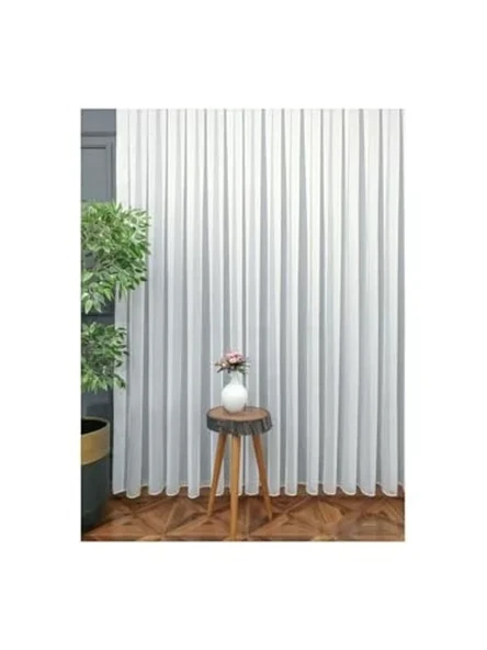 225 x 260 cm Kırık Beyaz Renk Sık Pileli Bambu Tül, Ütü İstemez ürün görseli 1