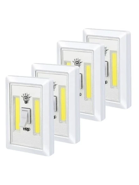 4 ADET Pille Çalışan Mıknatıslı Duvar Anahtarı COB LED Lamba, Kablosuz Aydınlatma ürün görseli 1