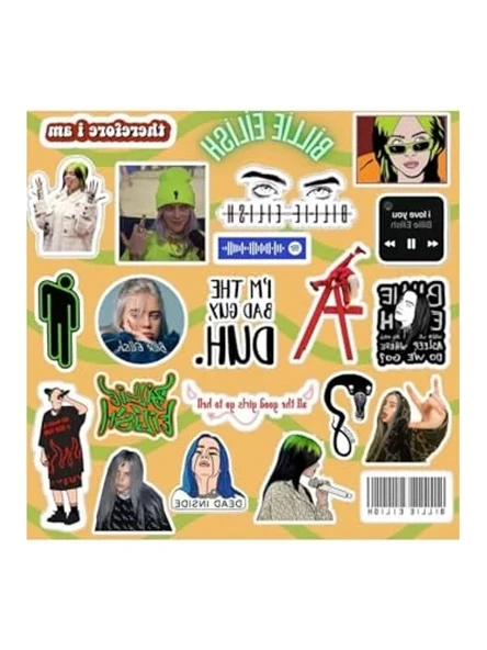 Billie Eilish Temalı Sticker Seti Laptop için ürün görseli 1