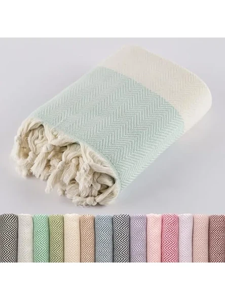 Mint Yeşili 100x180 cm Organik Pamuk Plaj ve Banyo Havlusu, Hızlı Kuruyan, Kum Tutmaz ürün görseli 1