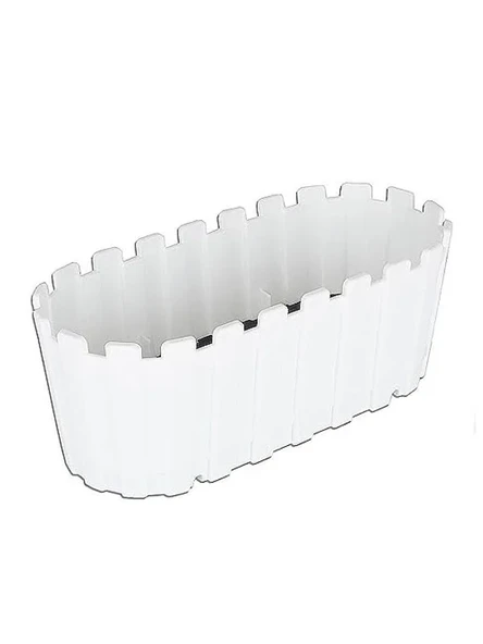 30 cm Balkon Saksısı, 3 Litre Kapasite, Beyaz Renk ürün görseli 1