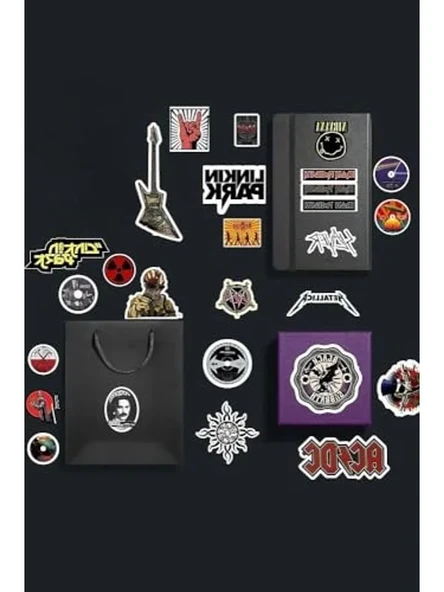 Rock Metal Sticker Paketi, Laptop ve Defter İçin Etiketler ürün görseli 1