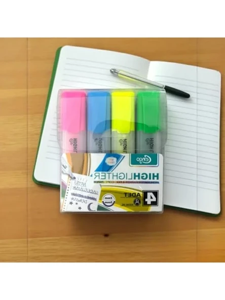 4'lü Neon Renk Fosforlu Highlighter Kalem Seti ürün görseli 1