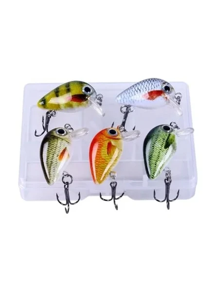 Crankbait Balık Olta Yem Seti, 5 Adet Sesli Bilyalı Kutulu ürün görseli 1
