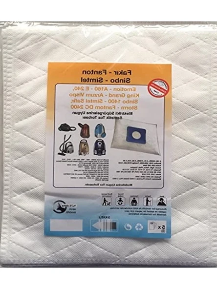 5 ADET Elektrikli Süpürge Sentetik Toz Torbası, Uyumlu Modeller için ürün görseli 1