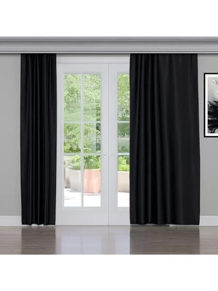 Siyah Karartma Fon Perde, 200x260 cm Ölçülerinde Işık Geçirmeyen Tasarım ürün görseli 1