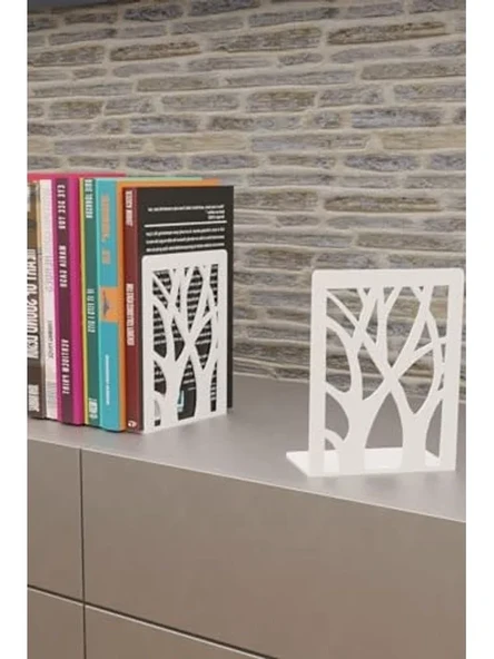 Ağaç Desenli Metal Kitap Tutucu, İkili Set, Şık Tasarım ürün görseli 1