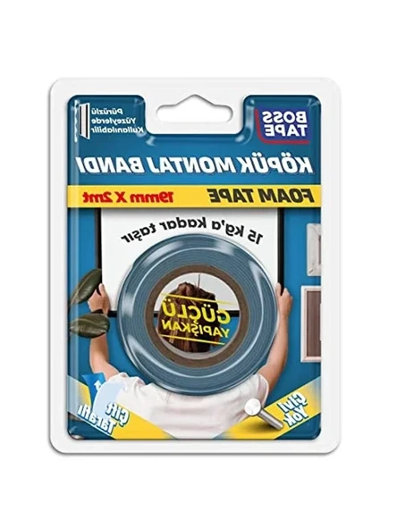 15 kg Taşıma Kapasitesine Sahip Köpük Montaj Bandı, 19 mm x 2 m ürün görseli 1