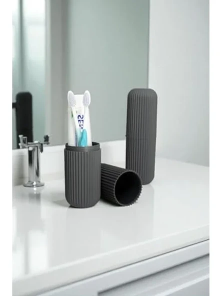 Seyahat Tipi Gri Plastik Diş Fırçası ve Aksesuar Kutusu ürün görseli 1