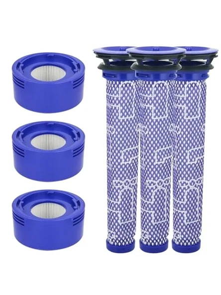 Dyson V8 V7 için filtre, Dyson V8 V7 Animal Motorhead Absolute Cordless elektrikli süpürge için yedek filtre ve ön filtre, 3 motor sonrası filtre ve 3 ön filtre, yedek filtre, temizleme fırçası ile ürün görseli 1