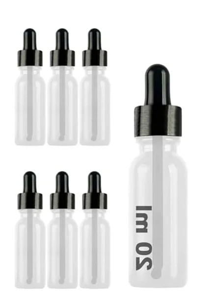 20 ml Metal Kapaklı Damlalık Şişesi, 6 Adet Set, Şeffaf ürün görseli 1