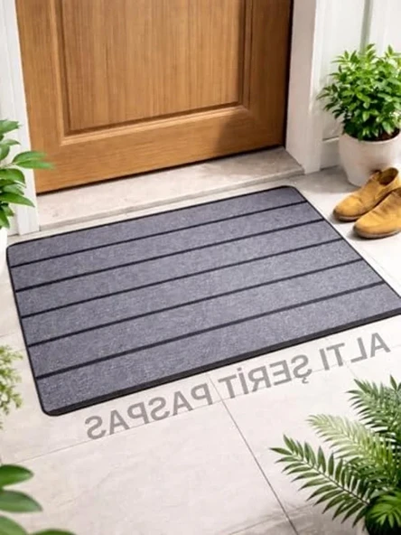 Gri Kaymaz Kapı Önü Paspası, Dayanıklı ve Su Geçirmez 45x70 cm ürün görseli 1